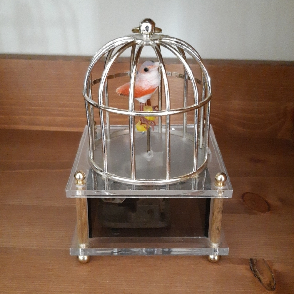 Elegant Silver Bird Cage Music Box